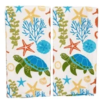 Set Of 2 Beach House Sea Turtle Terry Kitchen Towels By Kay Dee Designs. Fixed Price $16.97.