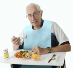 Adult Bibs Disposable Tie-back Poly Protect Clothes From Spills 16" X 33" (blue). Fixed Price $10.99.