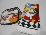 New Lot Home Collection Kitchen Towel & Matching Pot Holders Fat Italian Chef. Fixed Price $8.99.