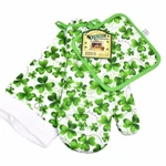 Jc Walsh & Sons Ltd. Shamrock Style Tea Towel, Oven Glove And Pot Holder Set. Fixed Price $17.99.