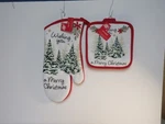 Wishing You Merry Christmas Oven Mitt, 2 Potholders. Fixed Price $22.94.
