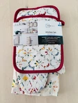 New Mainstays 5 Pc Kitchen Set Oven Mitt Pot Holders Towels Cotton. Fixed Price $9.99.