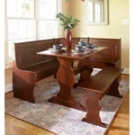 3 Pc Walnut Wooden Breakfast Nook Dining Set Corner Booth Bench Kitchen Table. Fixed Price $543.90.