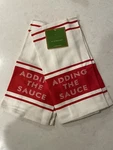 Nwt Kate Spade Kitchen Towels 100% Cotton Diner Strip Maraschino Red Set Of 2. Fixed Price $25.99.
