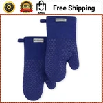 Kitchenaid Asteroid Silicone Grip Oven Mitt Set Cobalt Blue 2-PACK. Fixed Price $16.99.