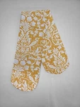 Gold Floral Damask Double Oven Mitt. Fixed Price $30.00.