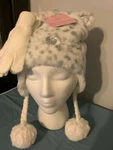 Warm & Cozy Girl's Pom-pom Faux Fur Spotted Kitten Hat Gloves Set -white-nwt. Fixed Price $12.88.