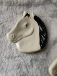 August Ceramics Horse Head Bag Holder Set - Handmade Usa White Black. Fixed Price $10.00.