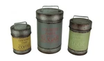 Scratch & Dent Set Of 3 Galvanized Finish Metal Kitchen Canisters. Fixed Price $39.99.