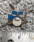 Vtg 1" Mini Pearl Drum Set Blue Enamel Brass Pinback Lapel Tie Vest Hat. Fixed Price $22.46.