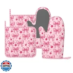 Supluchom Oven Mitts Pot Holders Set Pink Bows Cherry Silicone Kitchen Gloves. Fixed Price $37.48.