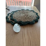 New Threshold 2PC Woven Chargers Pot Holders Trivets Natural Hunter Green 15. Fixed Price $18.48.