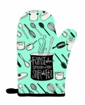 June Clever "rinse The Spoon If You Stir Pot" Aqua Single Oven Mitt New. Fixed Price $20.00.
