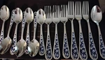 Temptations Blue Floral Flatware - Set Of 14 Misc Pcs New Out Box. Fixed Price $30.00.
