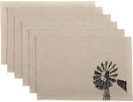 Farm Windmill Placemat Set Of 6 Gray Cotton Chambray Countrytyle Sawyer. Fixed Price $39.95.