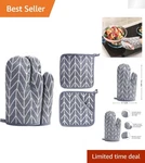 Reusable Silicone And Cotton Oven Mitts Potholders - Perfect Gift For Cooks. Fixed Price $17.99.
