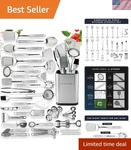54-PIECE Luxury Stainless Steel Kitchen Utensils Set With Silicone Handles. Fixed Price $158.20.