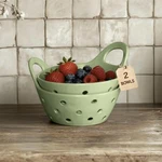 Ceramic Berry Basket Colander Strainer Set Of 2 With Comfort Handles Wash.... Fixed Price $39.93.