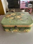 Punch Studio Floral Storage Box Suitcase Style, 4 1/2 10 12", Plastic Handle. Fixed Price $27.00.