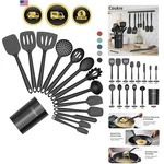 Silicone Kitchen Cooking Utensils Set With Holder Heat-resistant, Food-grad.... Fixed Price $69.08.