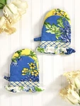 April Cornell Provence Patchwork Mini Mitt Set Of 2 Blue, Yellow, Green, Floral. Fixed Price $30.00.