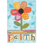 Faith Patchwork Floral Garden Flag Whimsical Burlap 12"X18". Fixed Price $11.99.