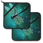 Fantasy Green Dragonfly Pot Holder Set Of 2,HEAT. Fixed Price $17.18.