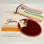 Fiesta Tangerine Yellow Stripe Kitchen Towel, Oven Mitt And Pot Holder -new!. Fixed Price $11.98.