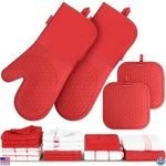 Silicone Oven Mitts & Pot Holder Set - 100% Cotton Towels Heat Resistant Grip. Fixed Price $57.73.