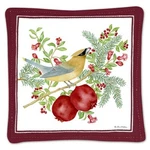 Alice's Cottage Cotton Scented Spiced Mug Mat Coaster Cedar Waxwing Pomegranates. Fixed Price $6.00.