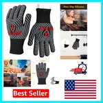 Black Bbq Gloves Extreme Heat Resistant & Flexible Non-slip Mitts For Cooking. Fixed Price $17.99.