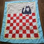 Handmade Quilt Blanket With Cat Design 51X43 Checked Vintage Granny Core. Fixed Price $19.95.