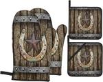 Oven Mitts And Pot Holders Sets Of 4 Rustic Farmhouse Rusty Horseshoe Texas S.... Fixed Price $34.30.