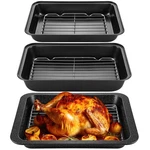 6 Pcs Roasting Pan Rack Set 14/13/12 Inch Stainless Steel Baking Sheet Oven. Fixed Price $53.57.