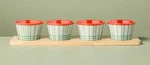 Hearth & Hand Summer Plaid 4 Melamine Mini Bowl Bamboo Wood Tray Serving Set. Fixed Price $17.89.