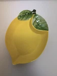 Lemon Shaped Serving Plate Yellow Green Leaf Melamine Decorative Dish. Fixed Price $34.95.