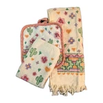 Royal Terry Southwest Aztec Cactus Vtg Kitchen Towels/pot Holder Washcloth Set. Fixed Price $10.00.
