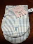 Rachel Ashwell Farmhouse Mini Oven Mitts (2) Blue Bunnes Cotton 5.5 X 8.5 Nwt. Fixed Price $17.99.