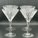 Pescara By Zodax White Dot Martini Glasses 7 " Hand Blown Modern Set Of 4. Fixed Price $100.00.