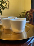 Martha Stewart White Porcelain Cups Set Of 4 Microwave Dishwasher Safe. Fixed Price $17.29.