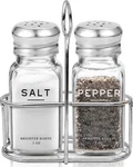 Glass Salt And Pepper Shakers Set With Holder By Brighter Barns - Modern Kitchen. Fixed Price $31.23.