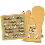Oven Mitt & Potholder Set Raising Chickens Children Primitives By Kathy. Fixed Price $8.95.