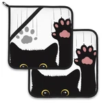 Cute Funny Black Cat Set Of 2,HEAT Resistant Oven Hot P.... Fixed Price $15.19.