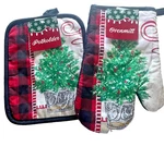 Christmas Tree Oven Mitt Potholder Set Of 2 Joy Red Black Buffalo Plaid Winter. Fixed Price $18.32.