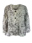 Christopher Calvin Linen Button Blouse White Gray Round Neck Lined Womens Medium. Fixed Price $39.00.