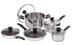 T-fal Stainless Steel Cookware Set, Non-stick, Dishwasher & Oven Safe, 10-PC. Fixed Price $219.03.