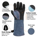 Welding Gloves Leather Heat Fire Resistant Grill Work Oven Denim Jean Cuff. Fixed Price $18.99.