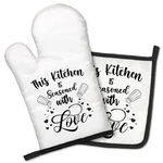 Geygie This Kitchen Seasoned With Love Funny Oven Mitts 11.2*6.9IN, White. Fixed Price $24.18.