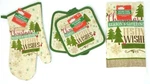 Christmas Festive Wishes Kitchen Oven Mitt Towel Pot Holders 4 Pc. Fixed Price $19.99.