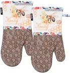 2PCS Heat Resistant Oven Mitts With Bee Print, Cotton Lined Silicone Kitchen. Fixed Price $6.60.